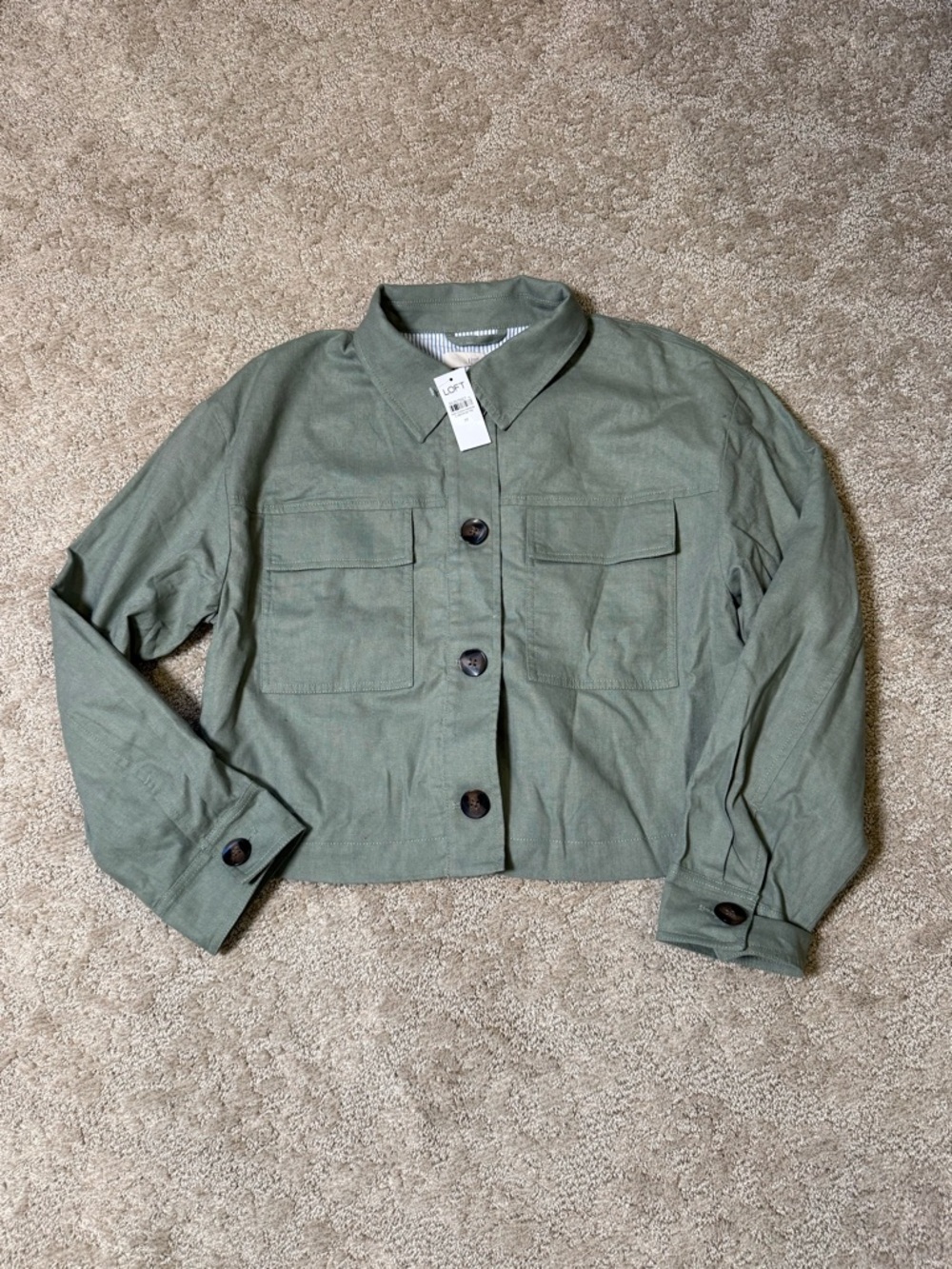 LOFT Women's Olive Green Button-Front Jean Jacket